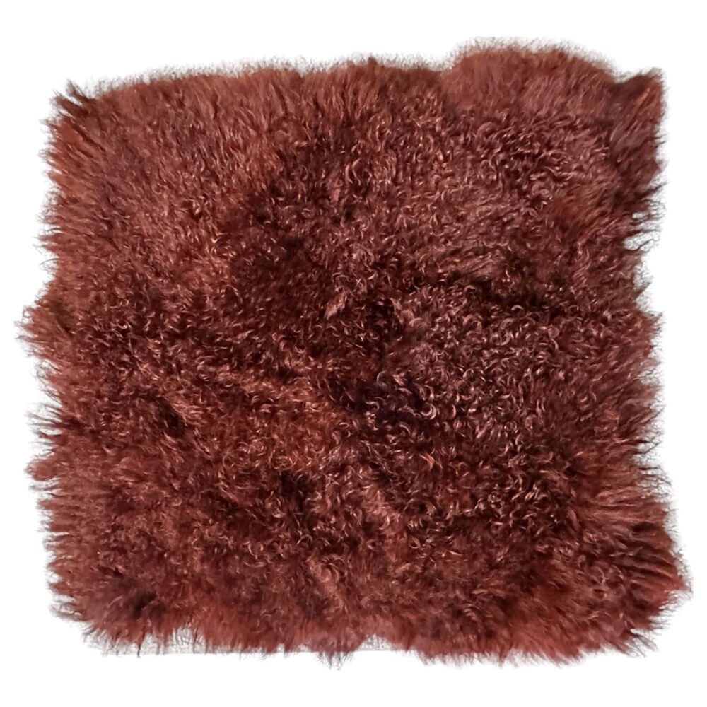 Z Gallerie Burgundy Mongolian Fur Sheepskin 22 Inch Pillow Cover - no insert